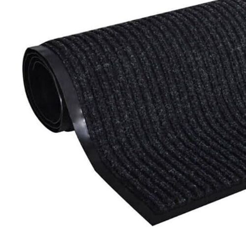 Deurmat - 80x120 cm – absorberend – zwart geribbeld
