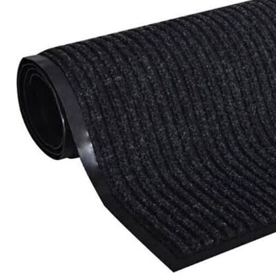 Doormat - 80x120 cm - absorbent - black ribbed