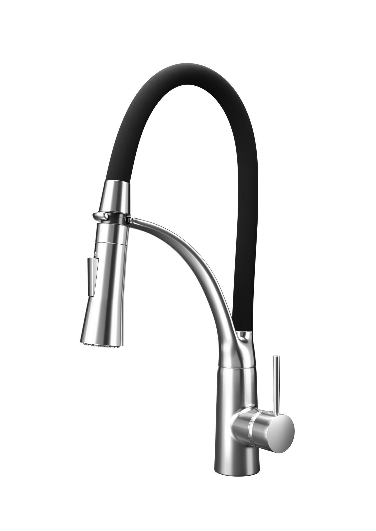 Küchenarmatur - Schwarz-Chrom - flexibler Auszug