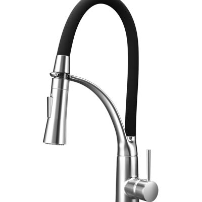 Kitchen tap - black-chrome - flexible pull-out