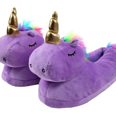 Pantuflas Unicornio - violeta - talla universal 36 - 41 - pantuflas