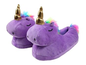 Chaussons Licorne - violet - taille universelle 36 - 41 - chaussons