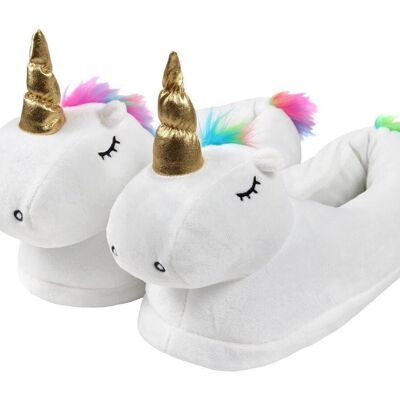 Pantuflas de unicornio - blanco - talla única - talla 36 – 41