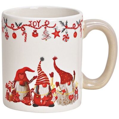 Taza decorativa de duende navideño de cerámica blanca (An / Al / Pr) 12x10x9cm 400ml