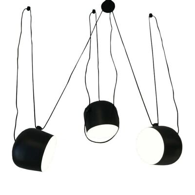 Lampada a sospensione - 3 luci - metallo nero - E27 - circa 190 cm