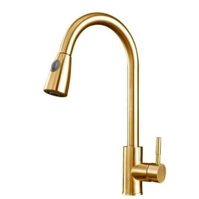 Kitchen tap gold - with extendable head up to 82 cm