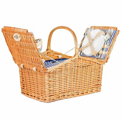 Picnic basket for 4 persons with crockery & thermal bag - light wicker