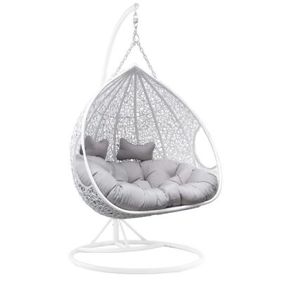 Hanging chair - 2 people - with frame - white-gray - up to 150 kg