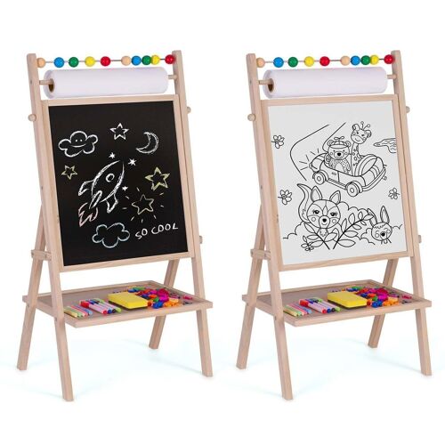 Dubbelzijdig schrijfbord - 62x28x44 cm - incl. veel accessoires