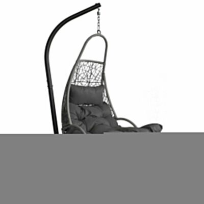 Hanging chair - with frame and cushions - gray - up to 150 kg