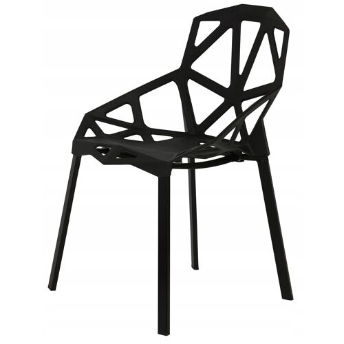 Eetkamerstoelen set - 4 geometrische stoelen design zwart