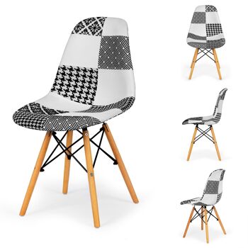 Chaises de salle à manger - modernes - patchwork - noir et blanc - lot de 2
