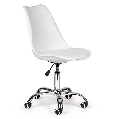 Office chair - height adjustable - with wheels - white