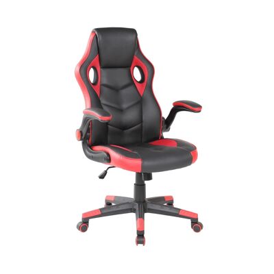 Gaming chair - with luxurious armrests - ECO leather - black-red