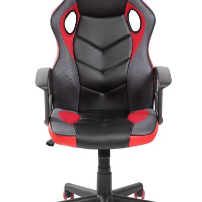 Chaise de jeu - chaise de jeu pivotante - cuir ECO - noir-rouge