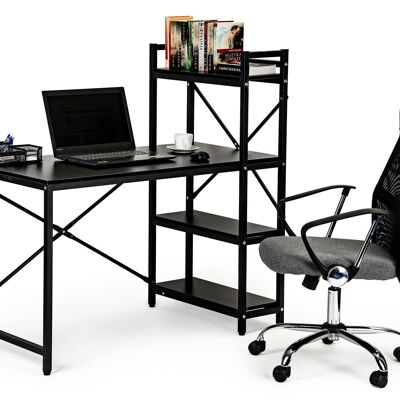 Desk - with shelves - 120x64x120 cm - black