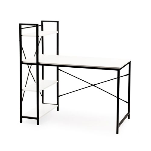 Bureau - met schappen - 120x60x120 cm - zwart-wit