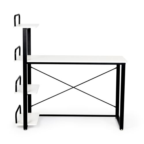 Bureau - met planken - 120x50x125 cm - wit-zwart