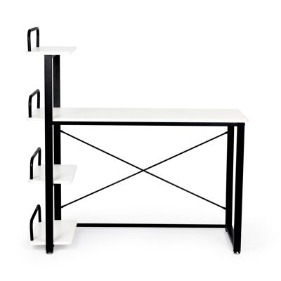 Schreibtisch - mit Regalen - 120x50x125 cm - weiß-schwarz