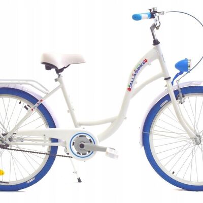 Mädchenfahrrad 24 Zoll robustes Modell blau mit weißem Dallas Bike