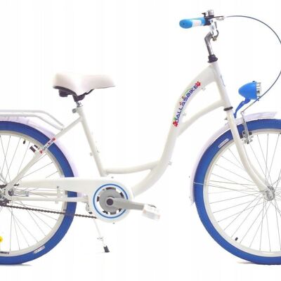 Meisjesfiets 24 inch stevig model blauw met wit Dallas Bike