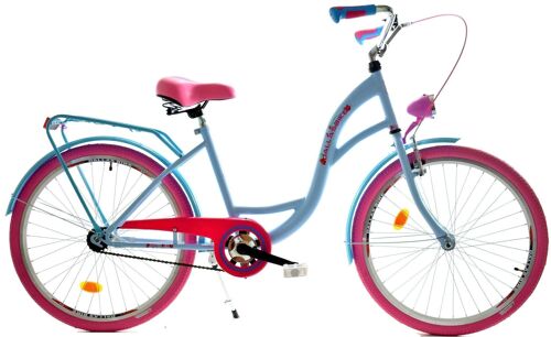 Meisjesfiets 24 inch stevig model roze met blauw van Dallas Bike