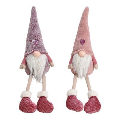 Edge stool gnome made of textile pink/pink 2-fold, (W/H/D) 17x60x10 cm