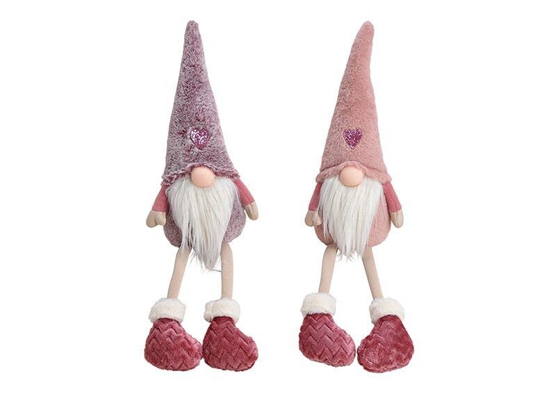 Gnomo sgabello Edge in tessuto rosa/rosa 2 volte, (L/A/P) 17x60x10 cm