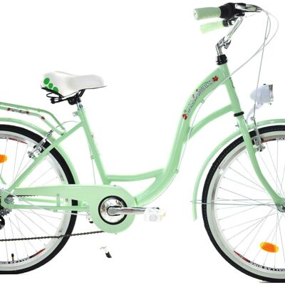 Bicicletta da bambina 24 pollici modello robusto verde menta con 6 marce
