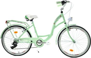Vélo pour fille 24 pouces modèle robuste vert menthe avec 6 vitesses