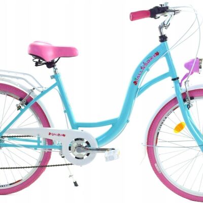 Mädchenfahrrad 24 Zoll robustes Modell rosa mit blauen 6 Gängen