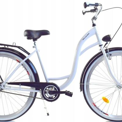 Bicicleta para niña de 26 pulgadas modelo resistente blanca con negro de Dallas Bike