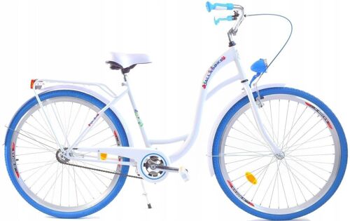 Meisjesfiets 26 inch stevig model blauw met wit Dallas Bike