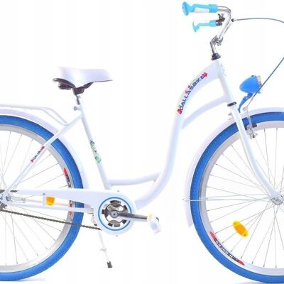 Vélo pour fille 26 pouces modèle robuste bleu avec blanc Dallas Bike