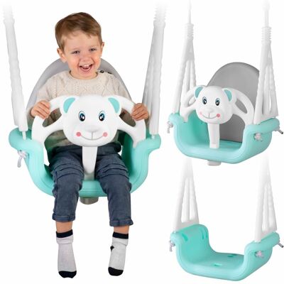 Baby swing - bear theme - max. 30 kg - turquoise white - adjustable