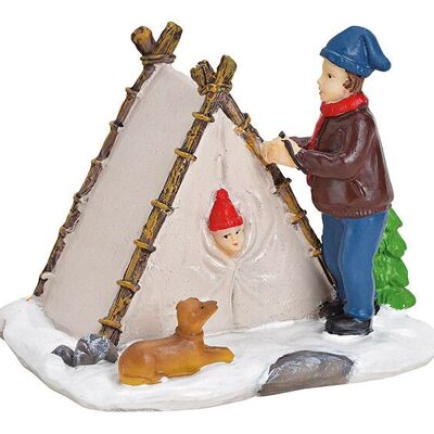 Miniatur Zelt im Schnee aus Poly Bunt (B/H/T) 9x7x7cm