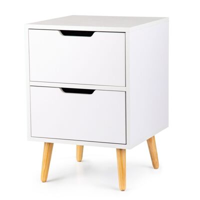White bedside table - with 2 drawers - 58x40x40 cm