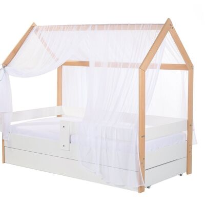 Cama casita infantil de pino de 80x160 cm con somier y colchón