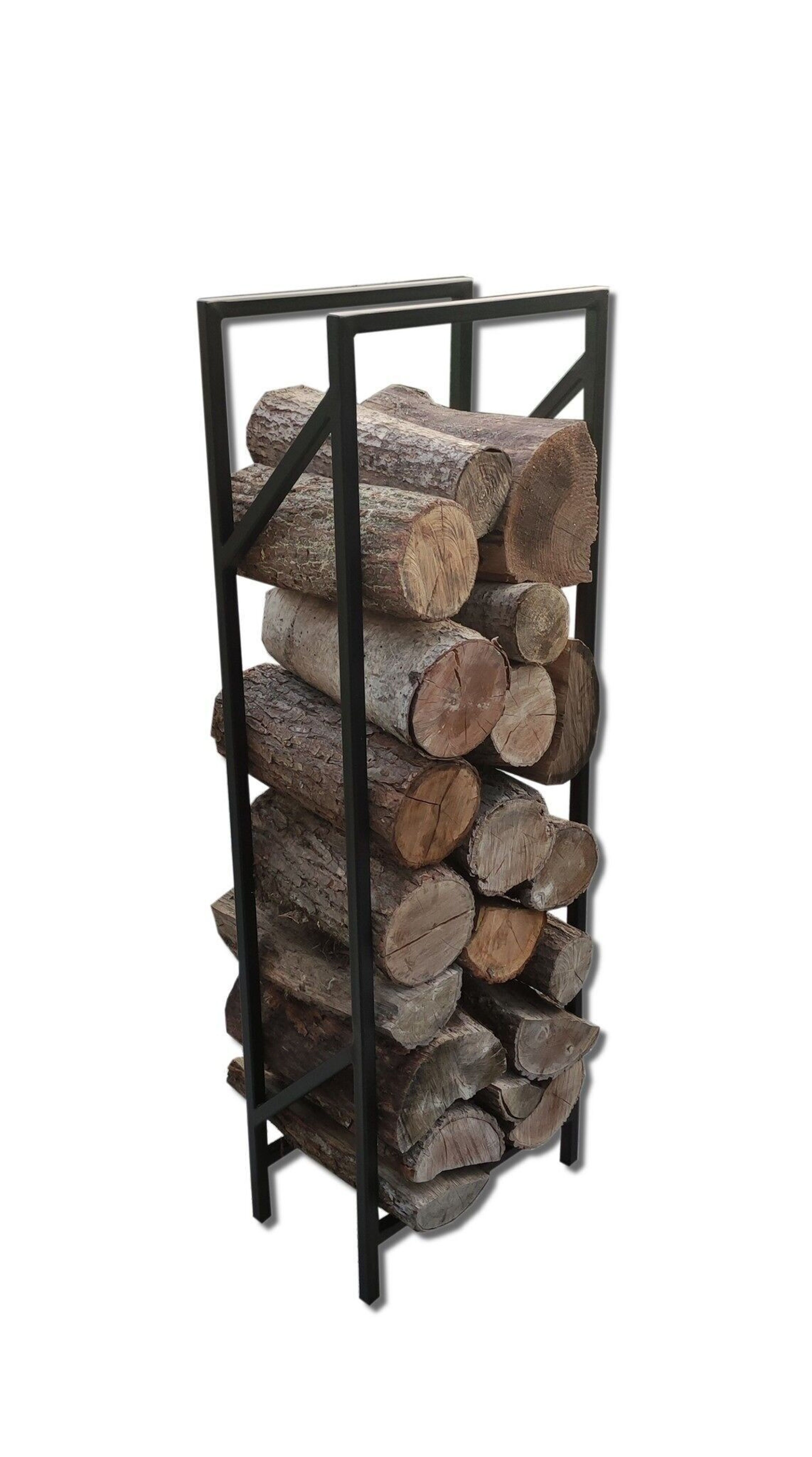 Indoor/Outdoor Tall Firewood Holder with Storage Rack