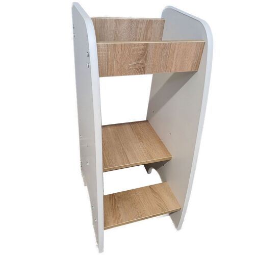 Leertoren kind - Keukenhulp - 90x40x50 cm - kindertrapje - wit met houtkleur