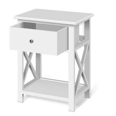 White bedside table - with 1 drawer - 40x30x55.5 cm