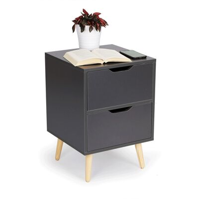 Anthracite bedside table - with 2 drawers - 58x40x40 cm