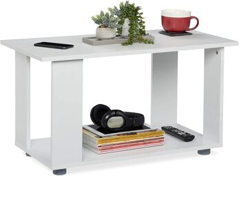 Table basse blanche - 80x40x45 cm - moderne