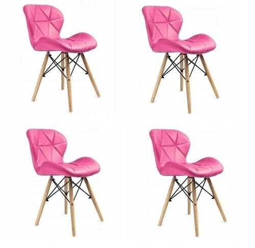 Eetkamer stoelen set van 4 velours roze Scandinavisch design