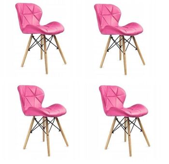 Lot de 4 chaises de salle à manger en velours rose design scandinave