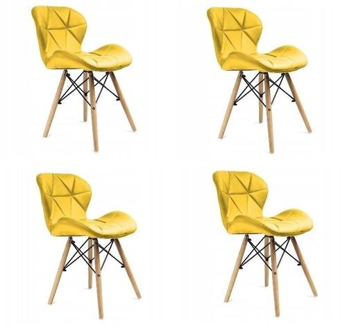 Eetkamer stoelen set van 4 velours geel Scandinavisch design