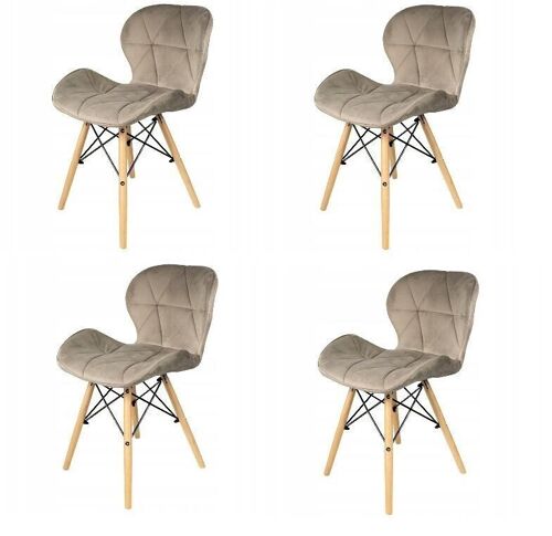 Eetkamer stoelen set van 4 velours beige Scandinavisch design