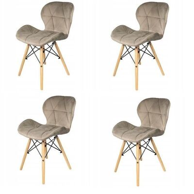 Dining room chairs set of 4 velor beige Scandinavian design
