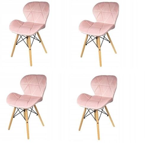 Eetkamer stoelen set van 4 velours lichtroze Scandinavisch design