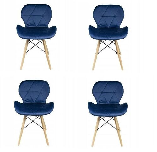Eetkamer stoelen set van 4 velours marineblauw  Scandinavisch design